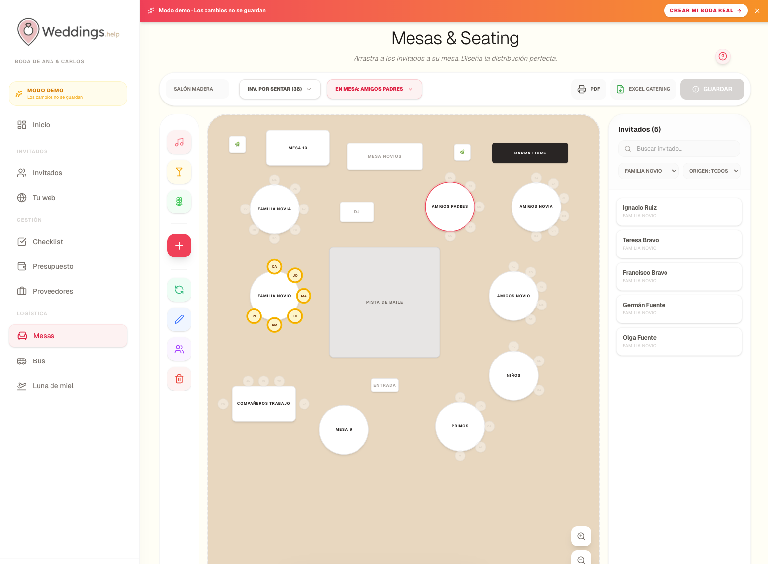 El plano de mesas ya se puede exportar en PDF